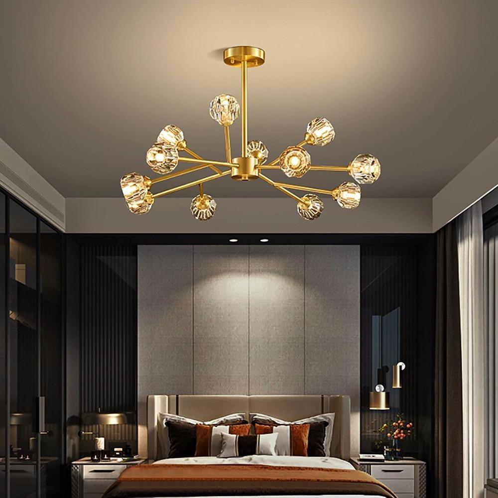 15 - light LED Crystal Copper Modern Sputnik Chandelier Ceiling Lights