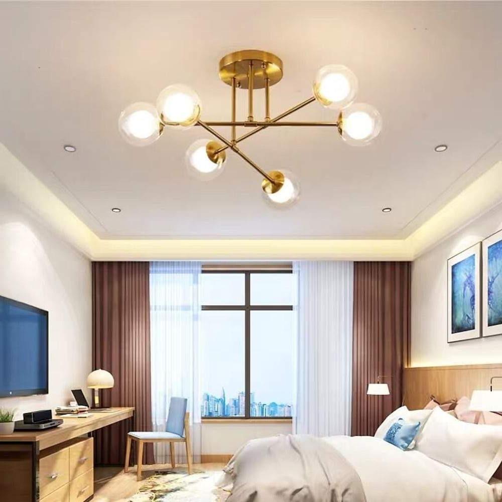 6 - light Glass Globe LED Modern Pendant Light Hanging Lamp Island Lights