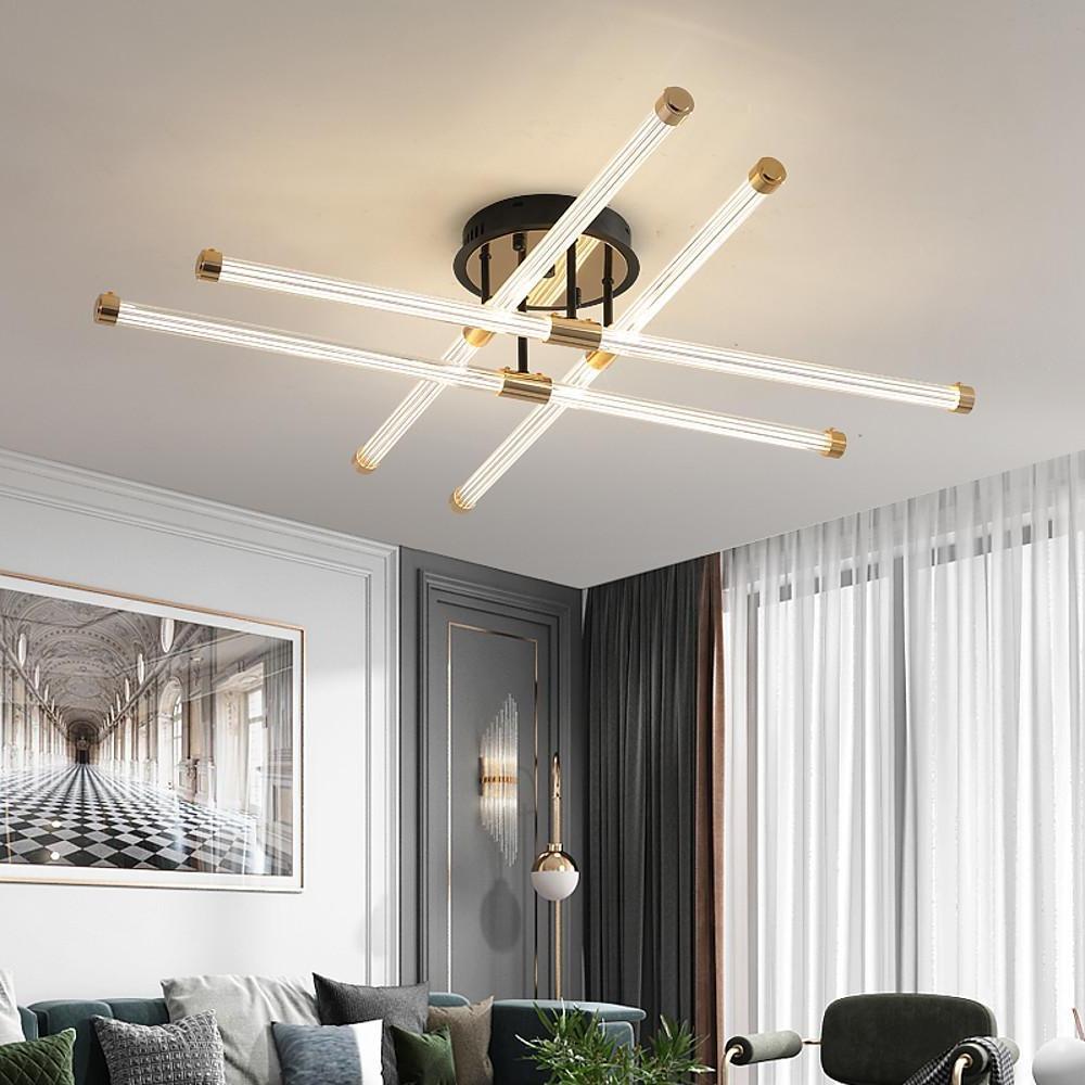 35'' LED 8-Light 6-Light 12 Bulbs Geometric Shapes Flush Mount Lights Nordic Style LED Acrylic Metal Flush Mounts Semi Flush Mounts-dazuma