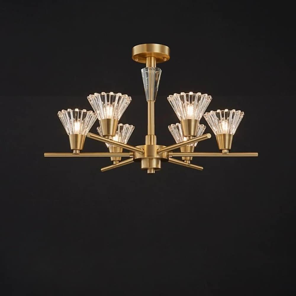 24'' LED 8-Light 6-Light Lantern Desgin Flush Mount Lights Modern Copper Glass Lantern Design