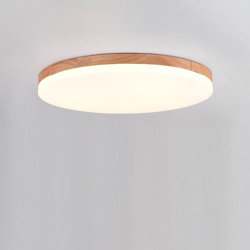 Circular Minimalist Flush Mount Dining Room Light Wood Acrylic LED Ceiling Lights
