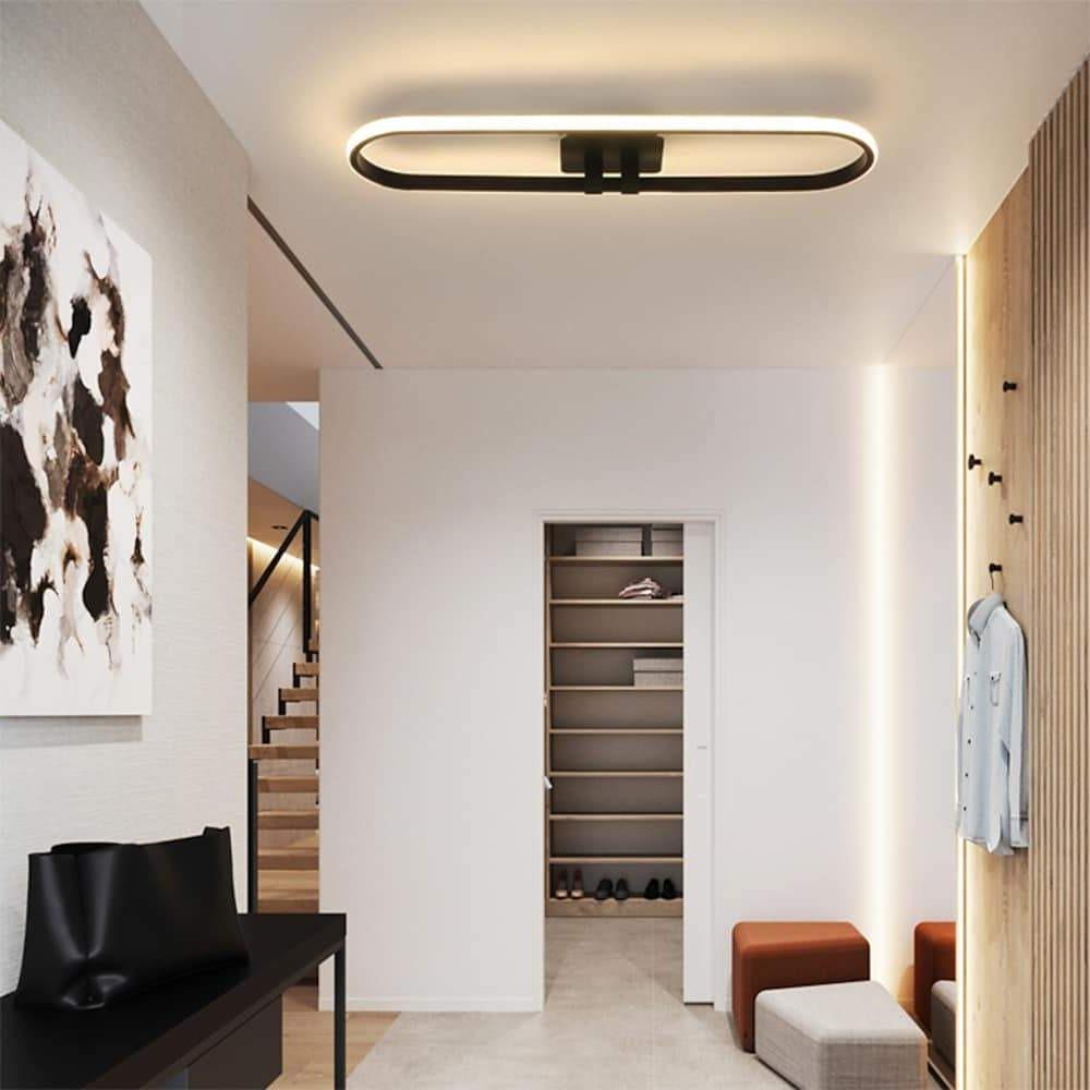 28'' LED 1-Light Flush Mount Lights LED Contemporary Metal PVC Linear Dimmable Ceiling Lights-dazuma