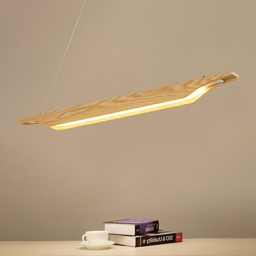 26'' LED 1-Light Single Design Pendant Light Nordic Style Modern Wood Bamboo Acrylic Island Lights-dazuma