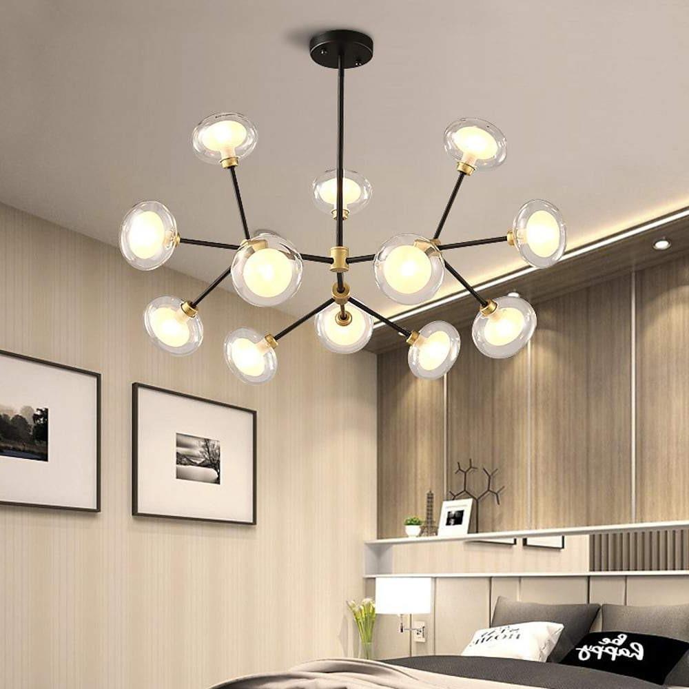 40'' LED 12 Bulbs Mini Style Chandelier LED Artistic Metal Glass Mini Globe Design