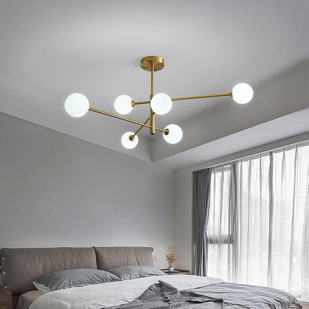 6 - light LED Electroplated Glass Gold Modern Pendant Lighting Ceiling Lights