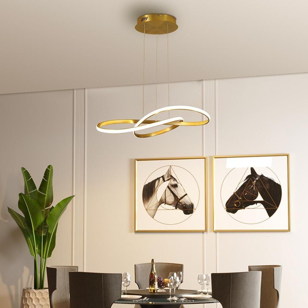 Interweaved wave LED gold modern pendant light for elegant dining and kitchen lighting