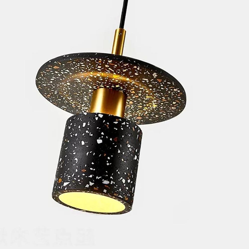 Terrazzo - Inspired Cement Cylinder LED Pendant Lights Modern Island Lighting