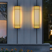 Vertical rectangle LED outdoor wall lights installed as a matching pair