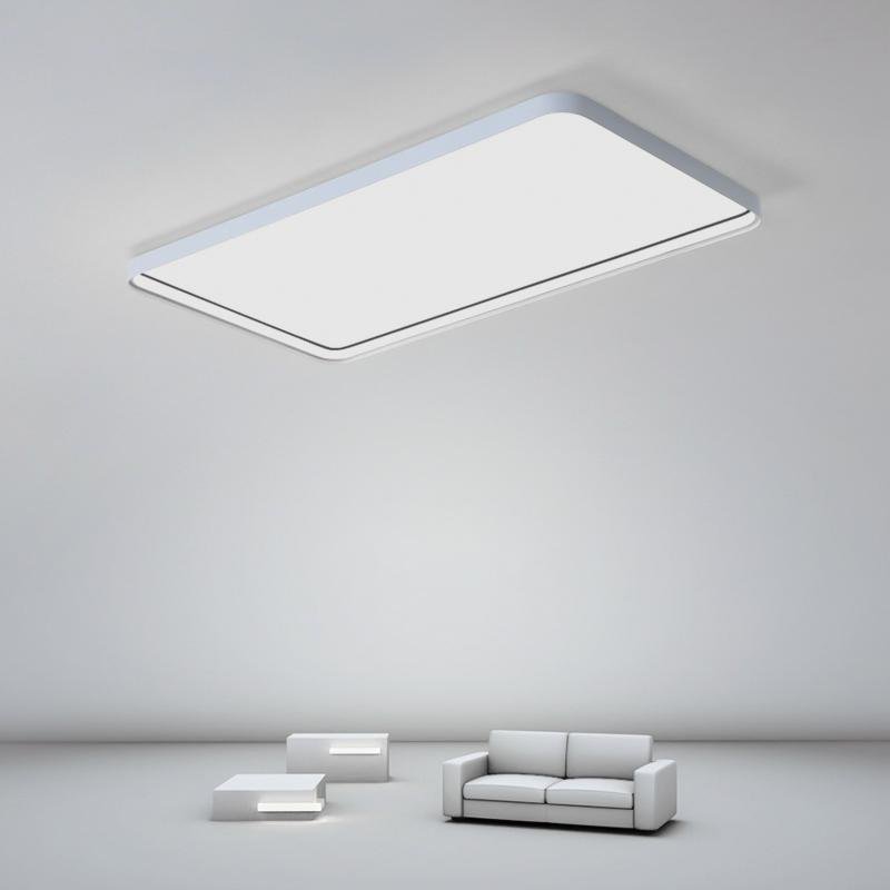 Rectangular flush mount ceiling light with a modern design, mounted on a white ceiling.