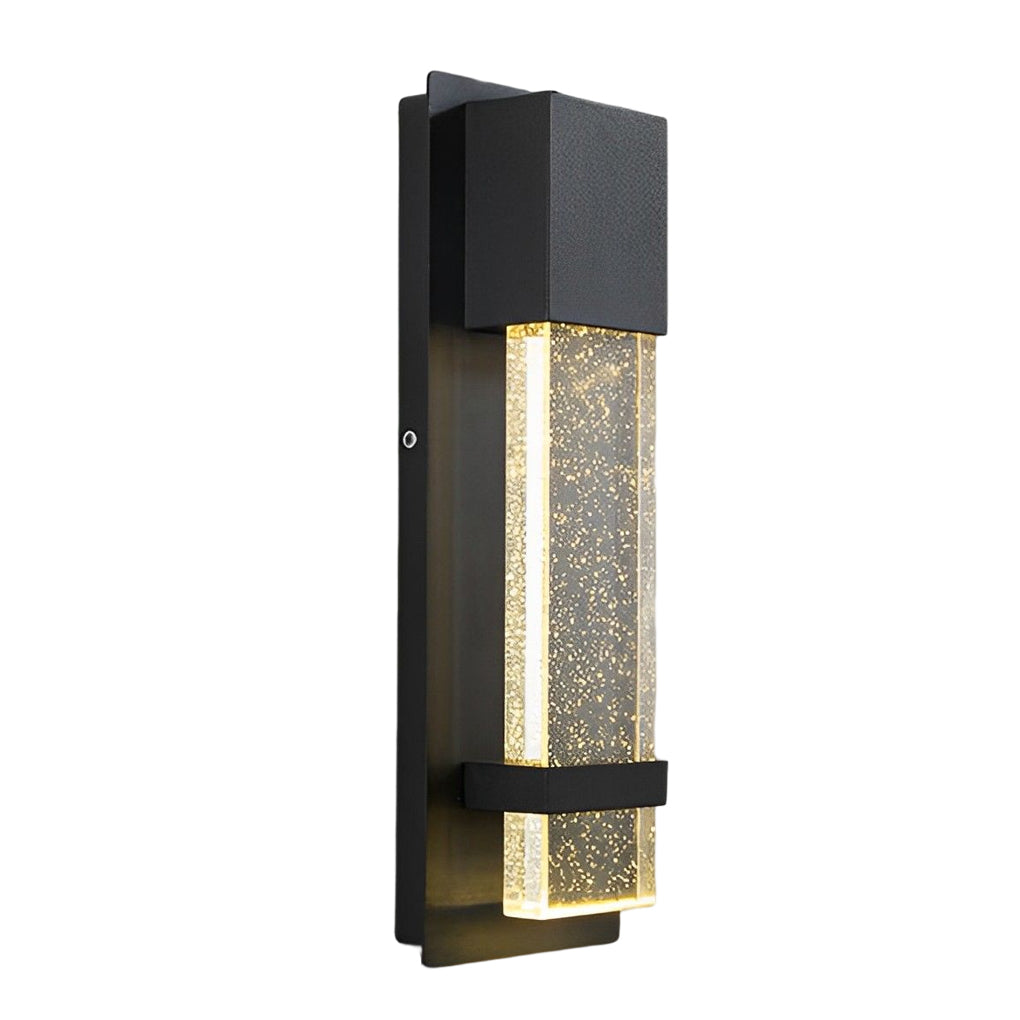 Modern rectangular outdoor wall lights with horizontal accent band displayed on white background.