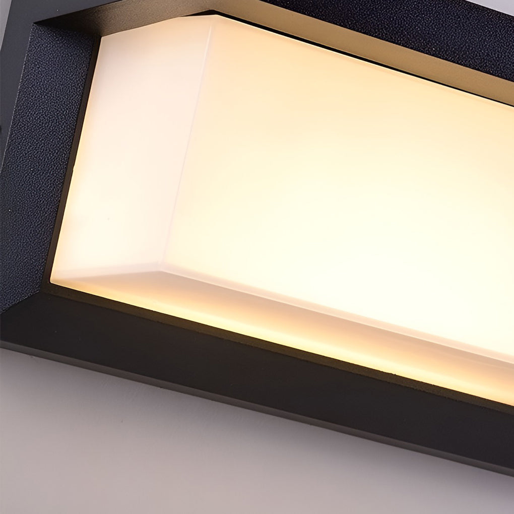 Rectangular outdoor wall lights enhancing a stylish outdoor entrance with ambient light.