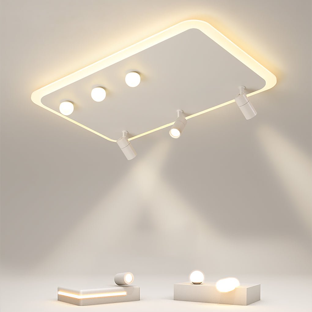 Rectangular Square Dimmable Flush Mount LED Lights with Adjustable Spotlights - Dazuma