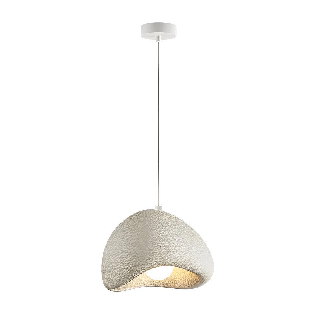 Resin pendant light with a cylindrical design, providing focused lighting in a contemporary space.
