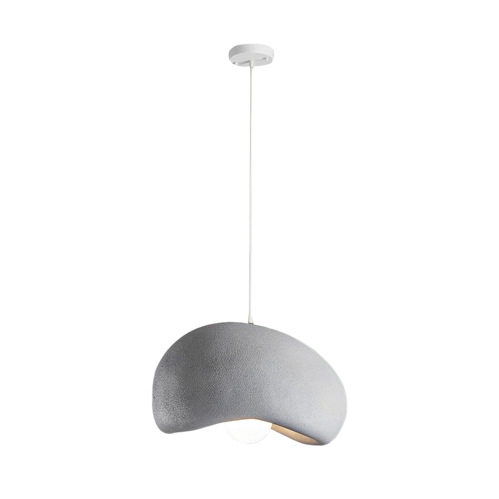 Technical diagram showing dimensions and installation details of a resin pendant light model.