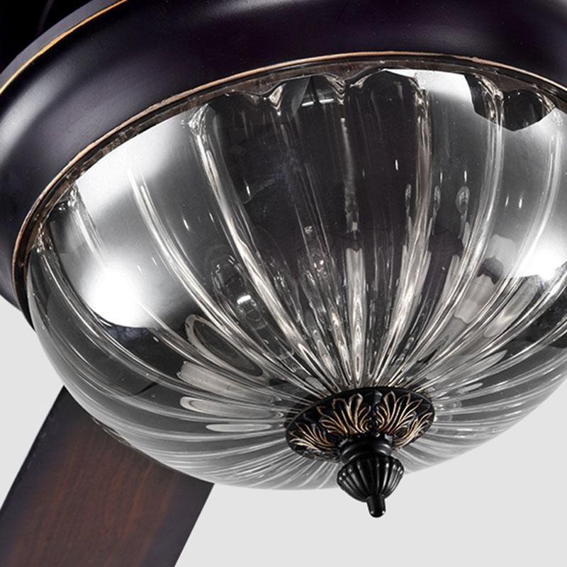 Retro ceiling fan light glass shade detail with vintage textured design.