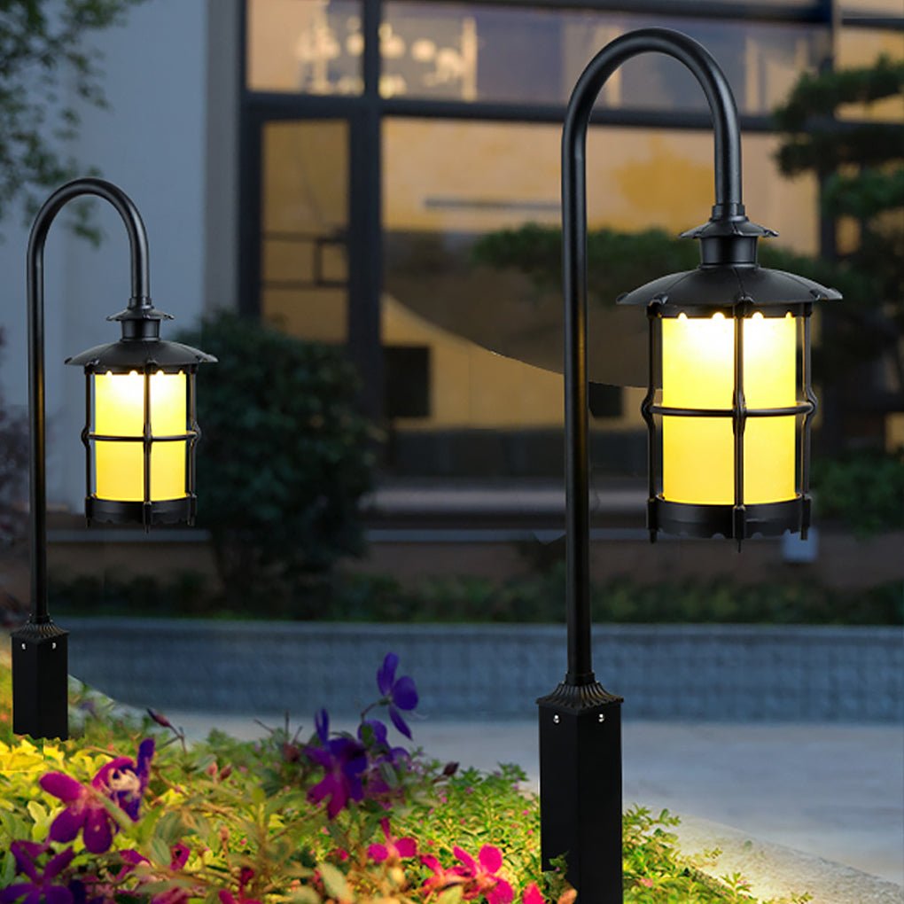 Vintage Arc LED Outdoor Post Lights Lantern Lamp Garden Lights Waterproof Pathway Lights Landscape Lighting Pole Light for yard - Dazuma
