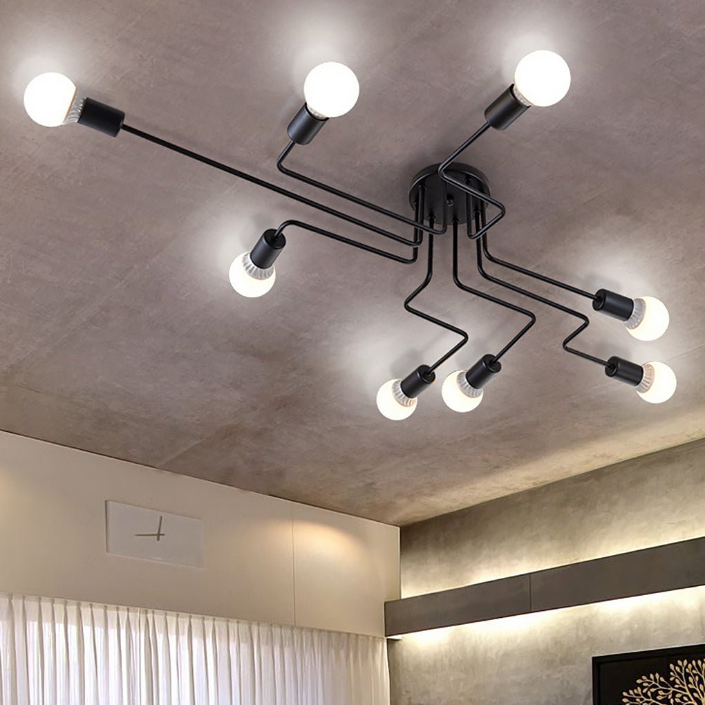 Retro Creative Industrial Style LED Three-color Light Ceiling Lamp with 8 Light Heads - Dazuma
