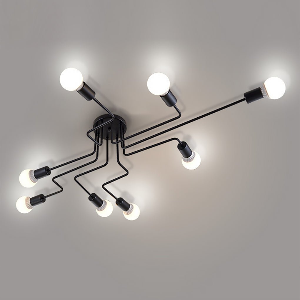 Retro Creative Industrial Style LED Three - color Light Ceiling Lamp with 8 Light Heads