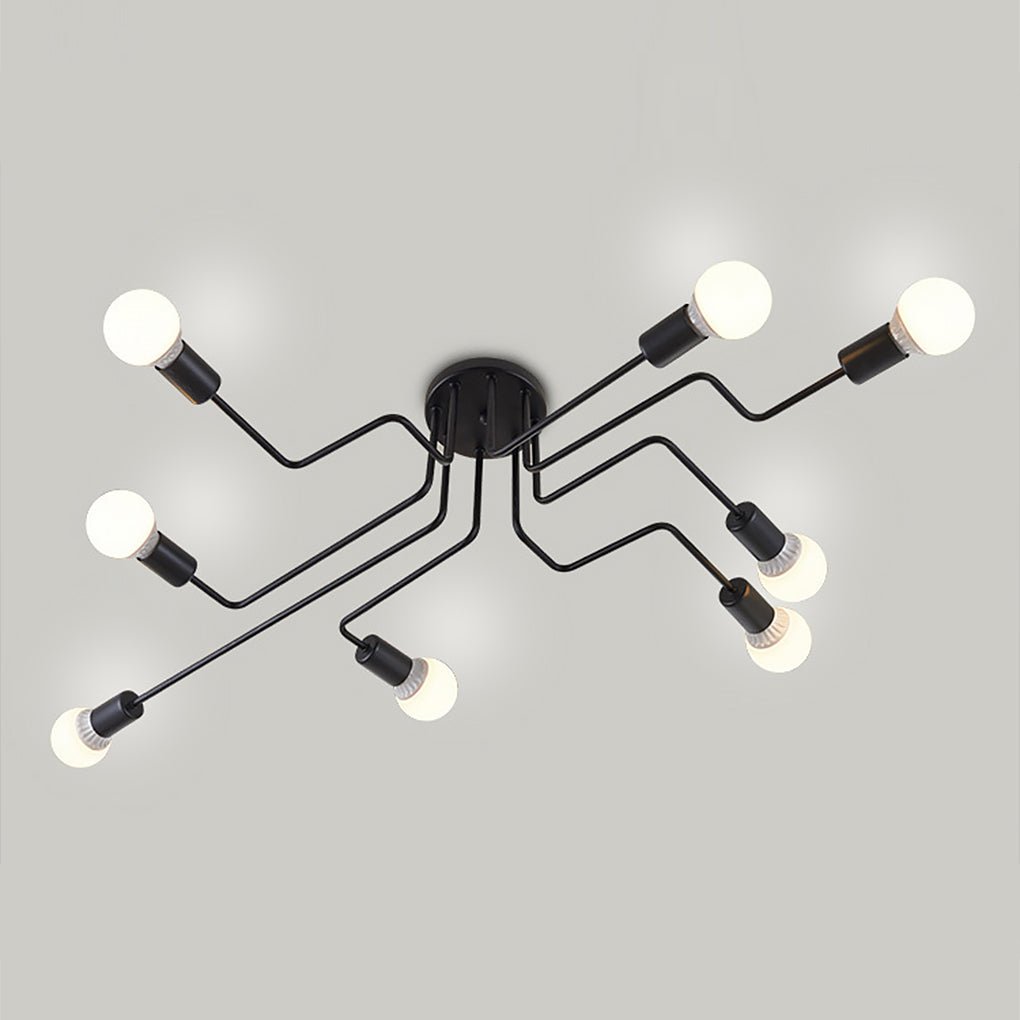 Retro Creative Industrial Style LED Three - color Light Ceiling Lamp with 8 Light Heads