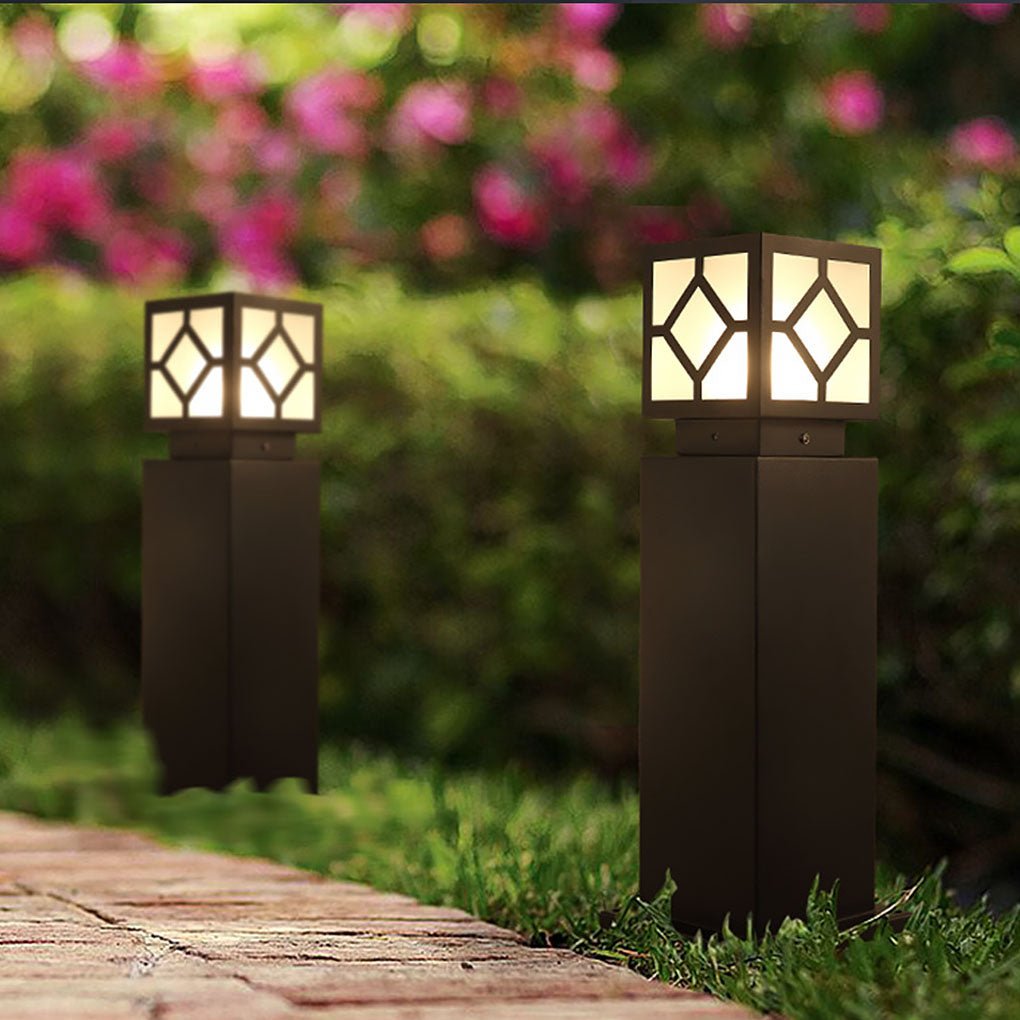 Elegant Solar - Powered Square Bollard Light Retro European Garden Lighting
