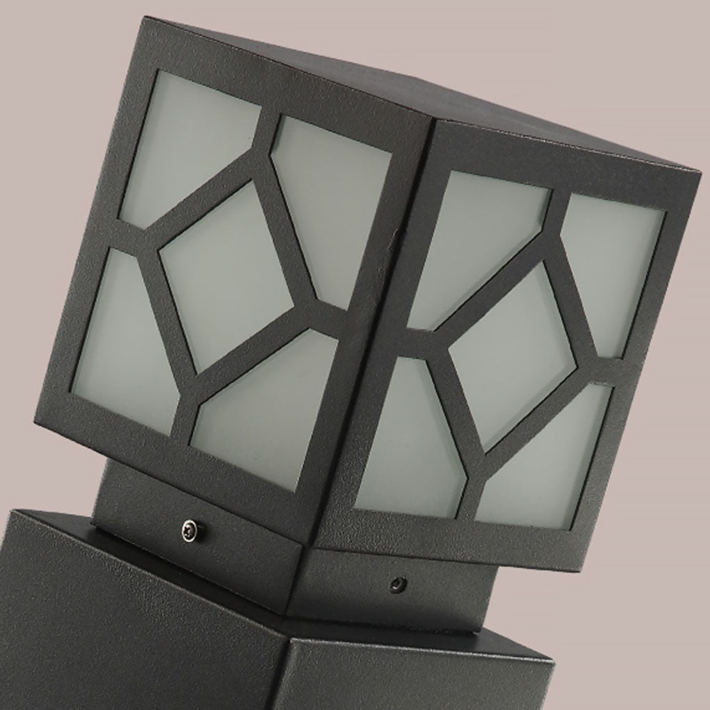 Elegant Solar - Powered Square Bollard Light Retro European Garden Lighting