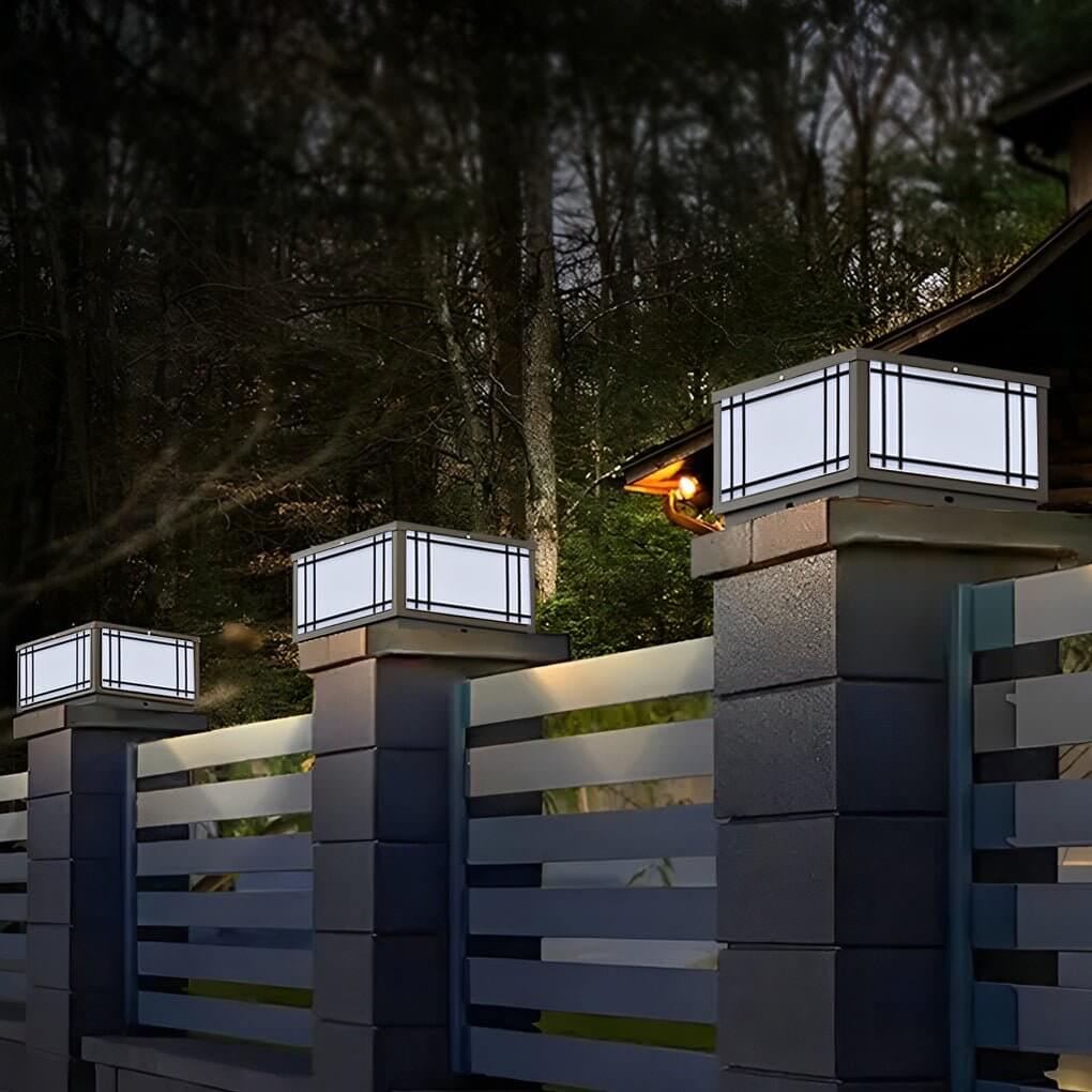 Retro Grilles Waterproof LED Fence Post Lights with Remote