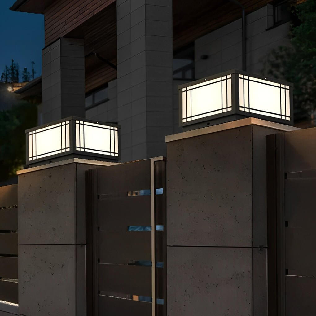 Retro Grilles Waterproof LED Fence Post Lights with Remote