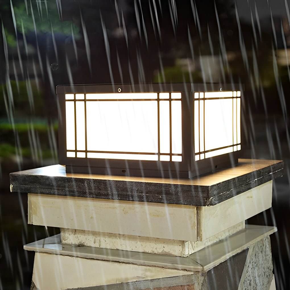 Retro Grilles Waterproof LED Fence Post Lights with Remote