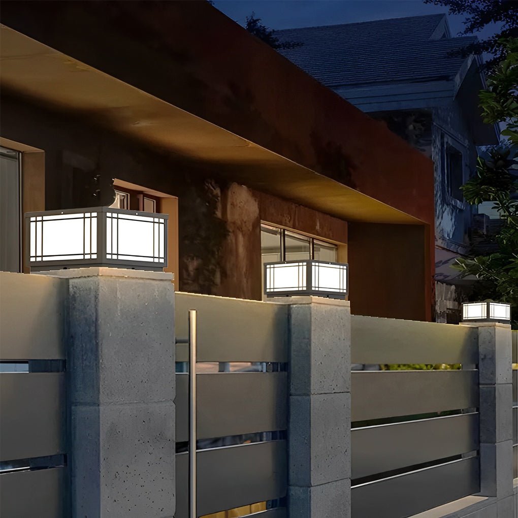 Retro Grilles Waterproof LED Fence Post Lights with Remote