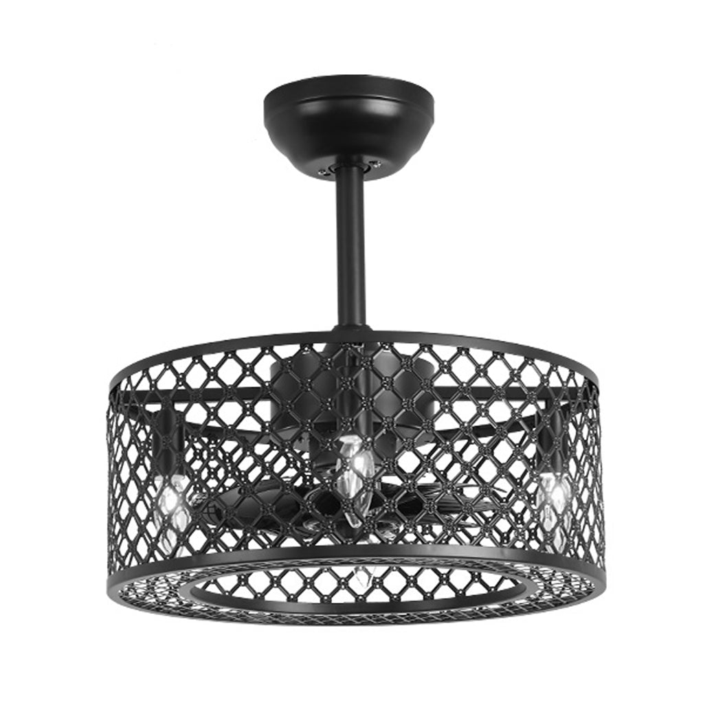 Retro Industrial Style Unique Iron Ceiling Fan Light with Remote Control - Dazuma