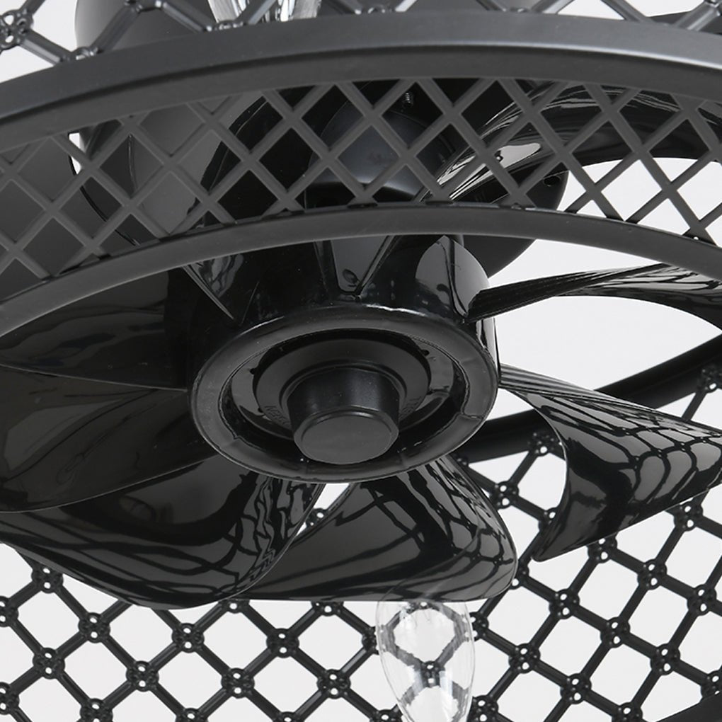 Retro Industrial Style Unique Iron Ceiling Fan Light with Remote Control - Dazuma