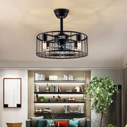 Retro Industrial Timing Three - speed Wind Regulation Mute Cage Bladeless Ceiling Fan Lamp