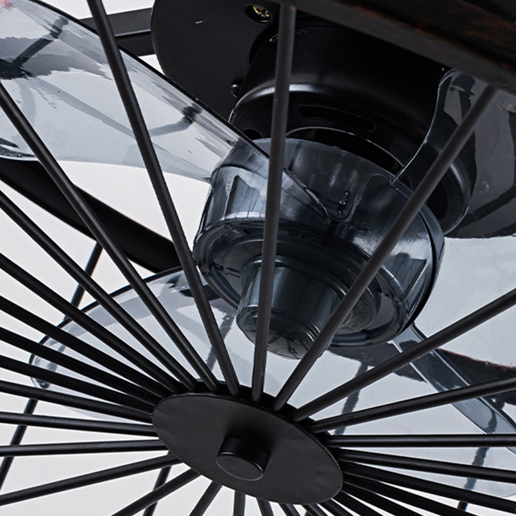 Retro Industrial Timing Three-speed Wind Regulation Mute Cage Ceiling Fan Lamp - Dazuma