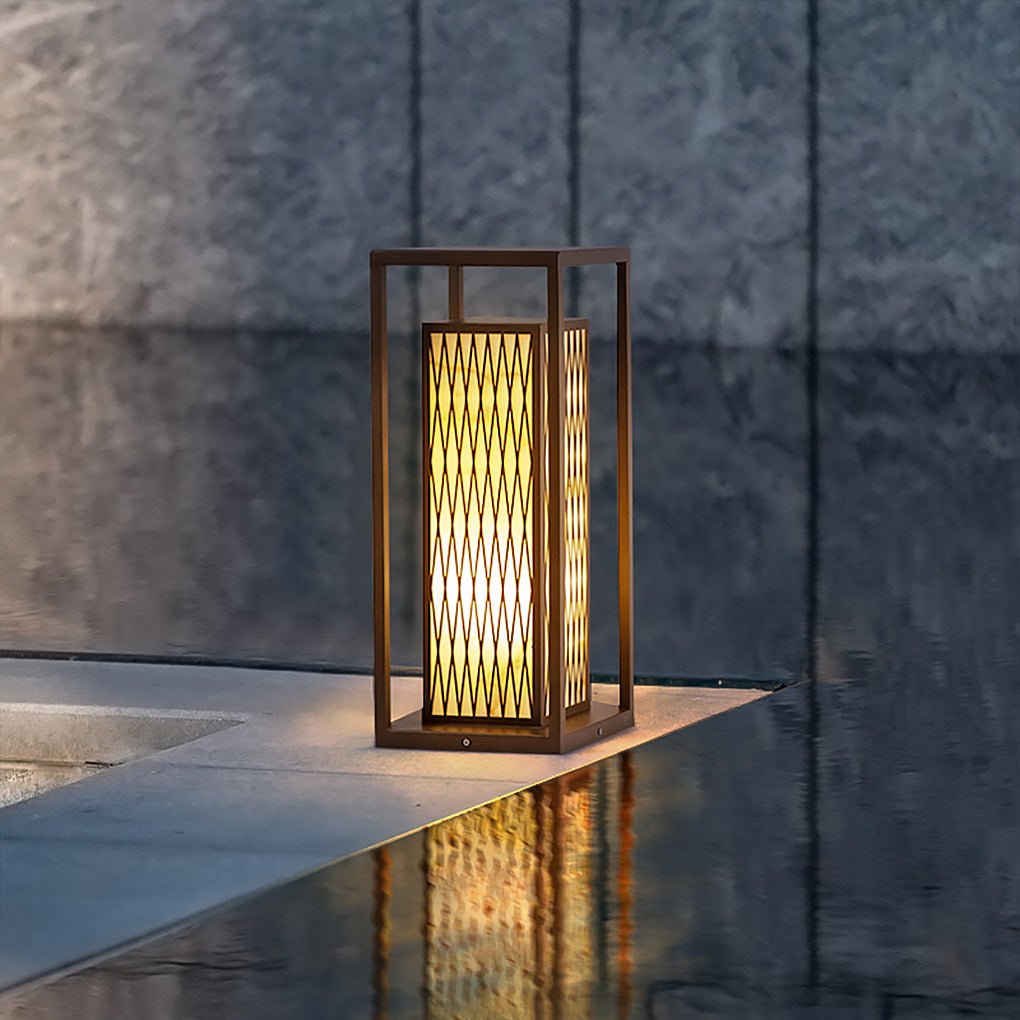 Classic Asian Courtyard Rectangular LED Outdoor Light