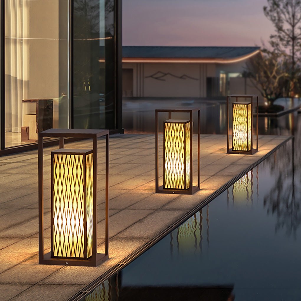 Classic Asian Courtyard Rectangular LED Outdoor Light
