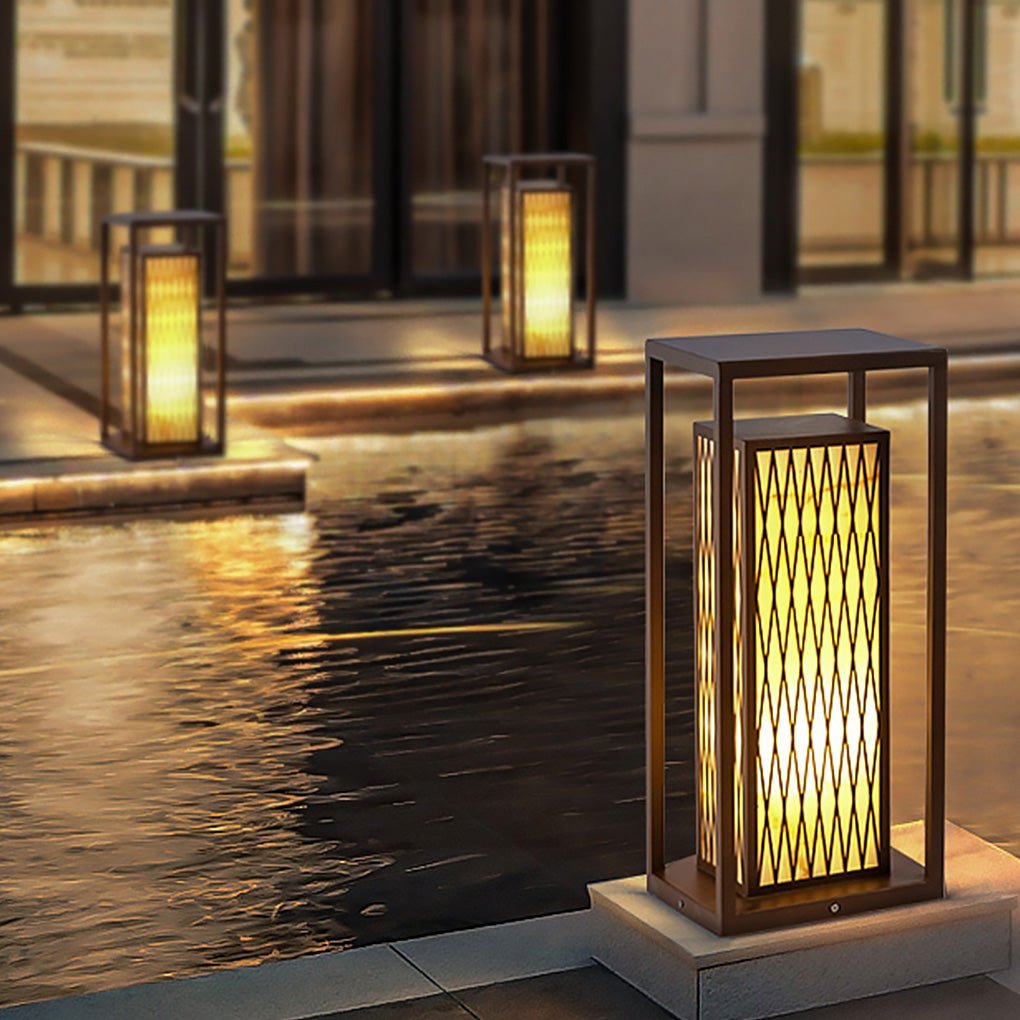 Classic Asian Courtyard Rectangular LED Outdoor Light