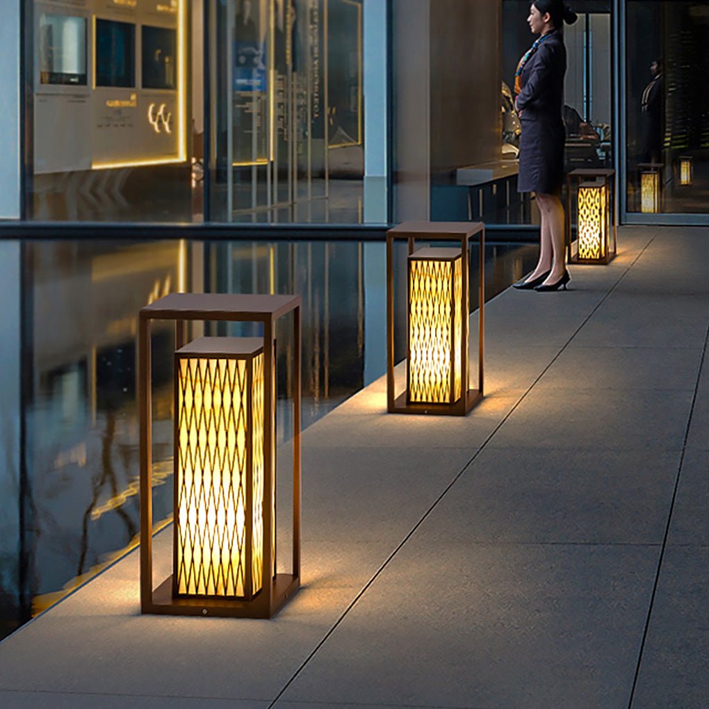 Classic Asian Courtyard Rectangular LED Outdoor Light