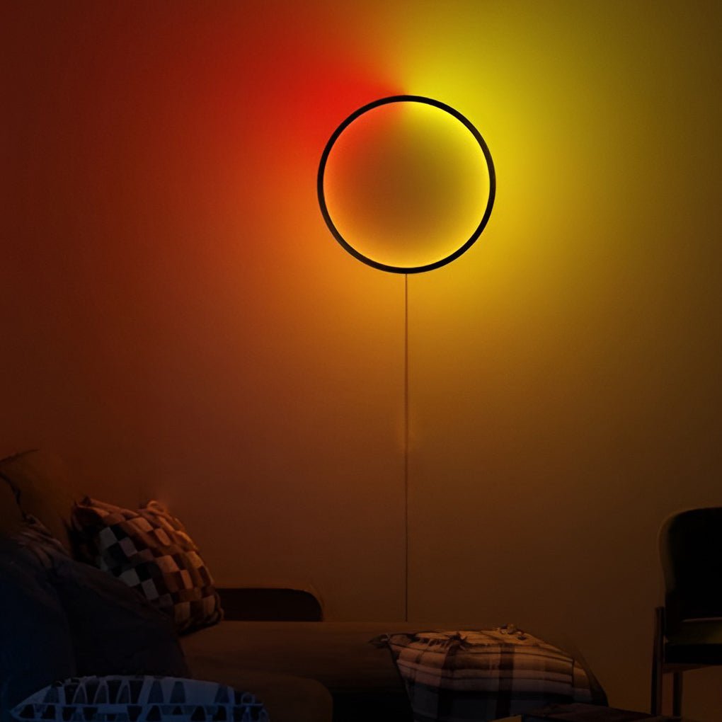 Warm ambient wall glow created by Rgb led ring well light in a cozy lounge setting.