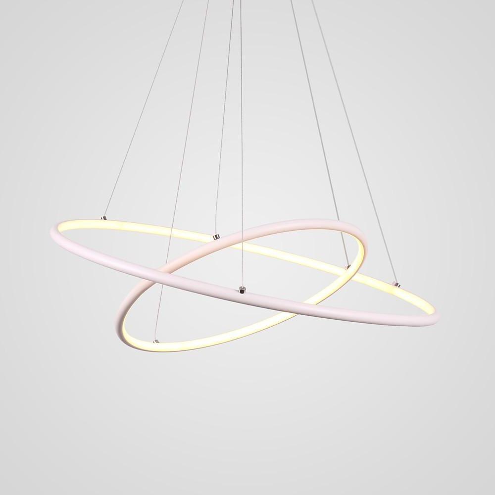Modern LED Chandelier Minimalist 2 - Ring Geometric Lights with Adjustable Height
