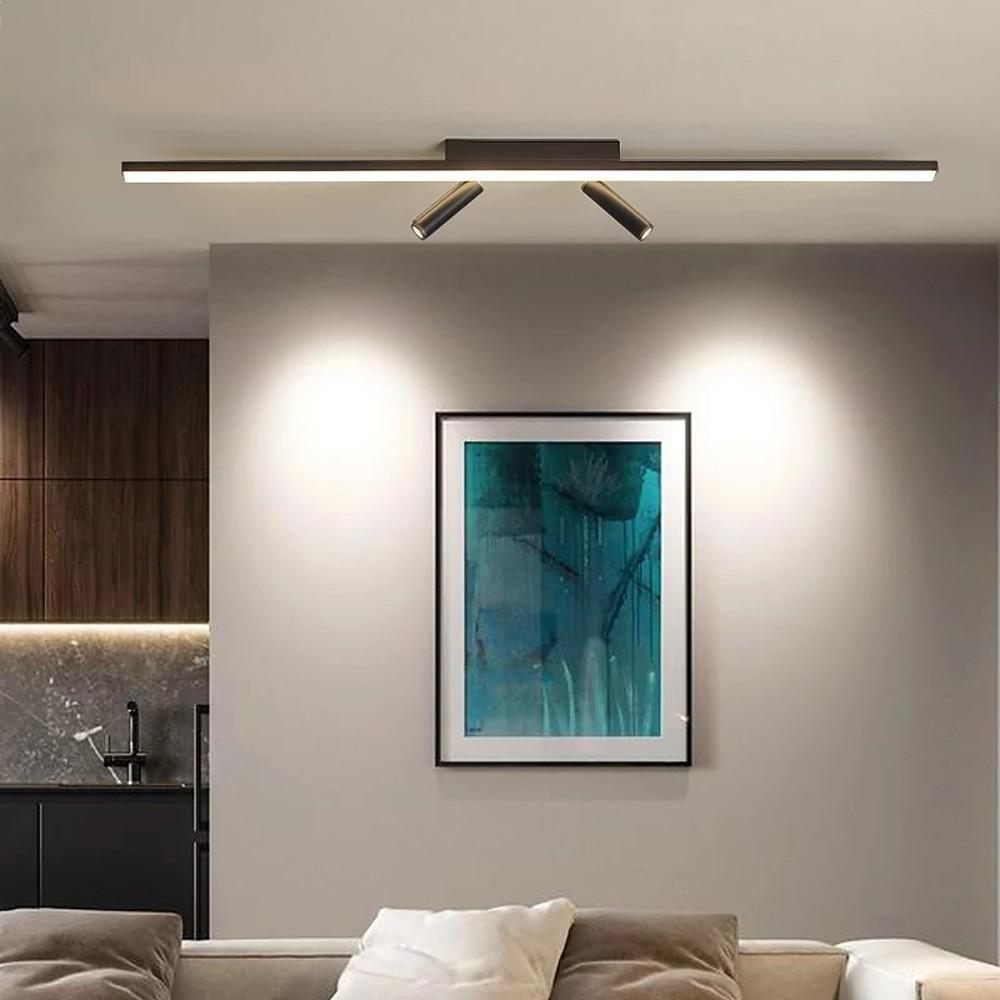 Unique 2 - Spotlights Black Linear Semi - Flush Mount Ceiling LED Light