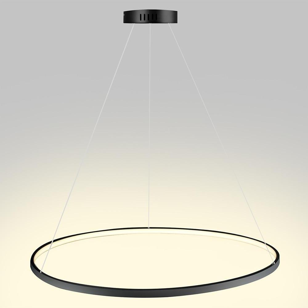 Black finish ring chandelier LED displayed against a soft background, presenting a modern contrast and elegant lighting style.