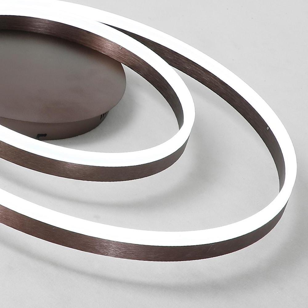 Ring pendant light fixture in bronze, side view of the geometric design.