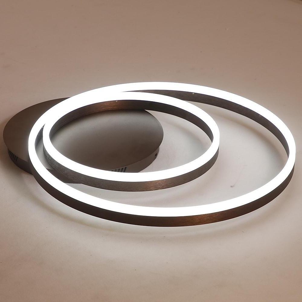 Ring pendant light fixture with a close-up of the interlocking rings and LED light.