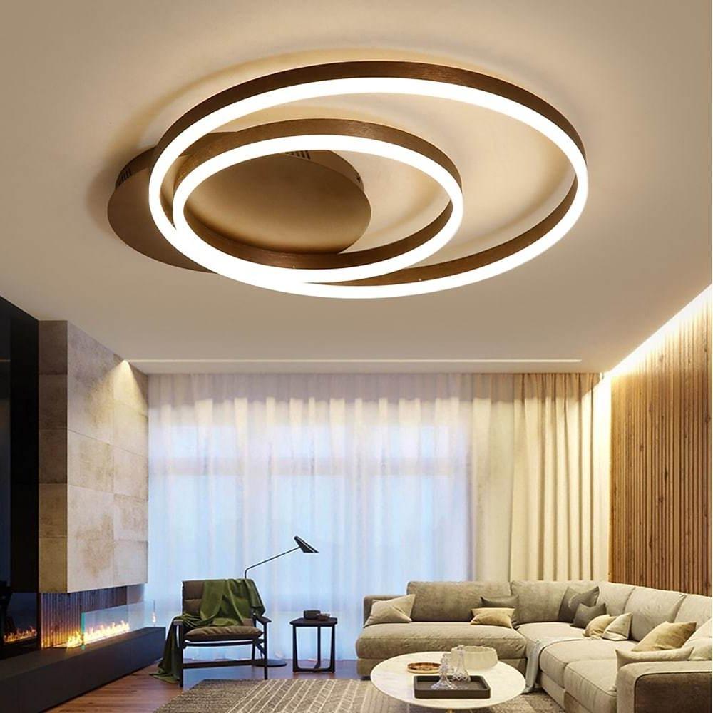 Ring pendant light fixture enhancing a stylish living area with sleek, minimalist design.