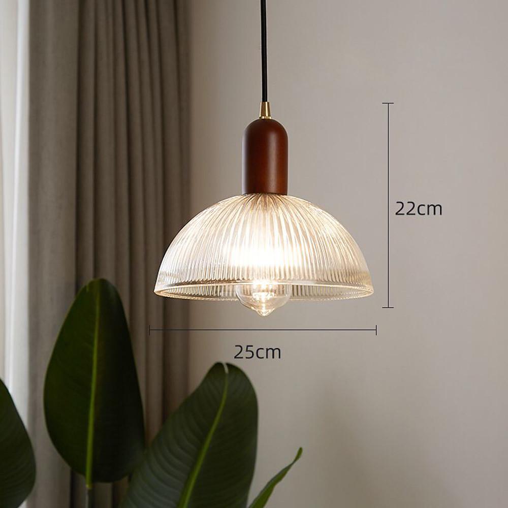 Country Glass Wood Pendant Lighting Bowl Vintage Pendant Lighting