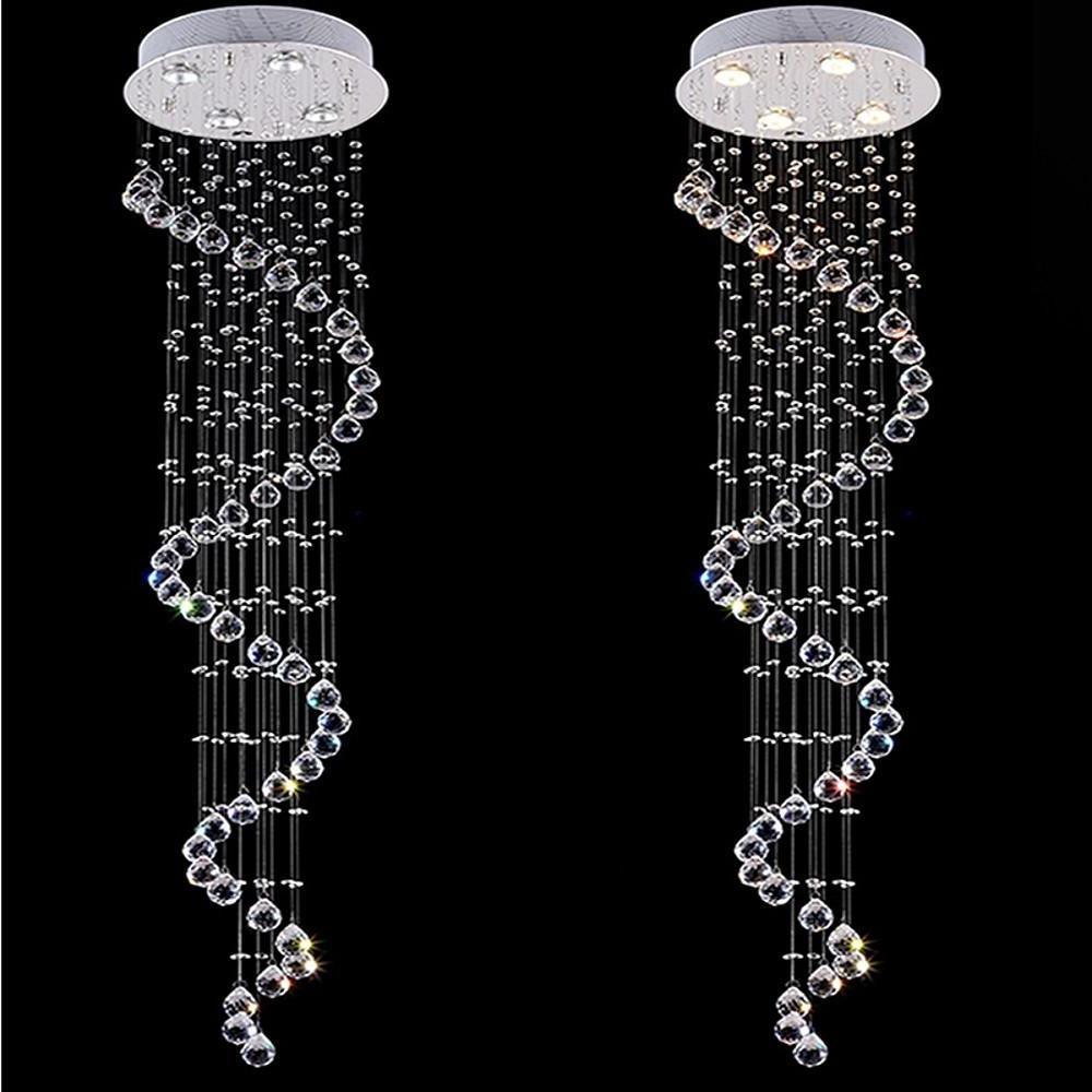 14'' LED 4-Light Crystal Creative Chandelier Modern Artistic Metal Crystal Linear Crystal Chandeliers