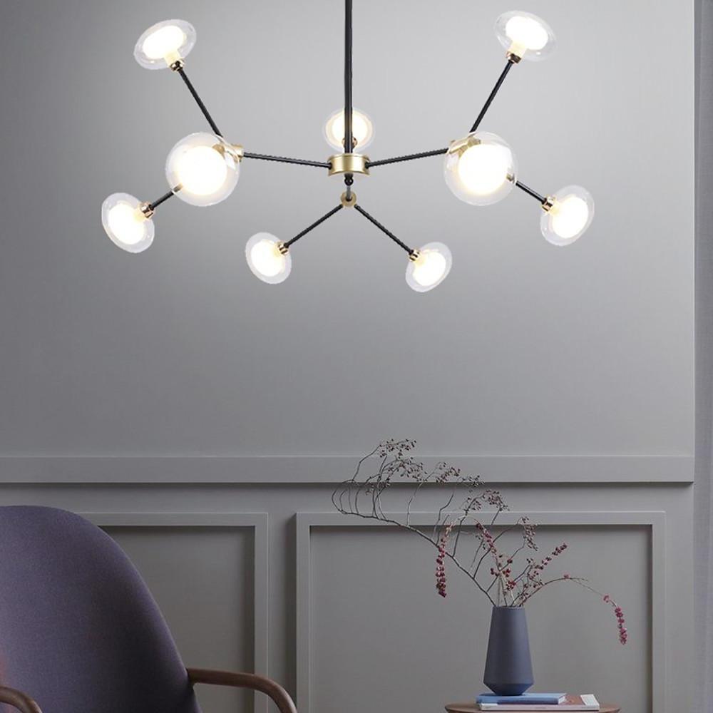 9 - light Glass LED Nordic Sputnik Chandeliers Hanging Ceiling Lights