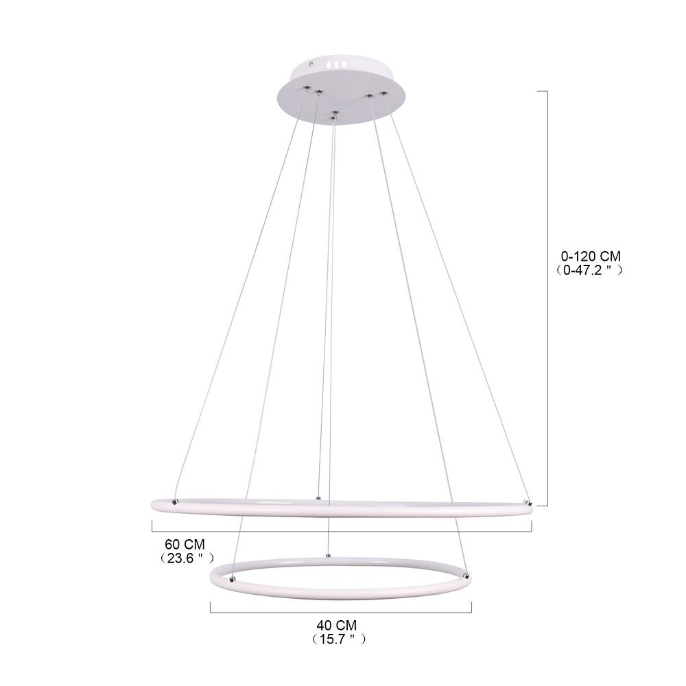 Modern LED Chandelier Minimalist 2 - Ring Geometric Lights with Adjustable Height