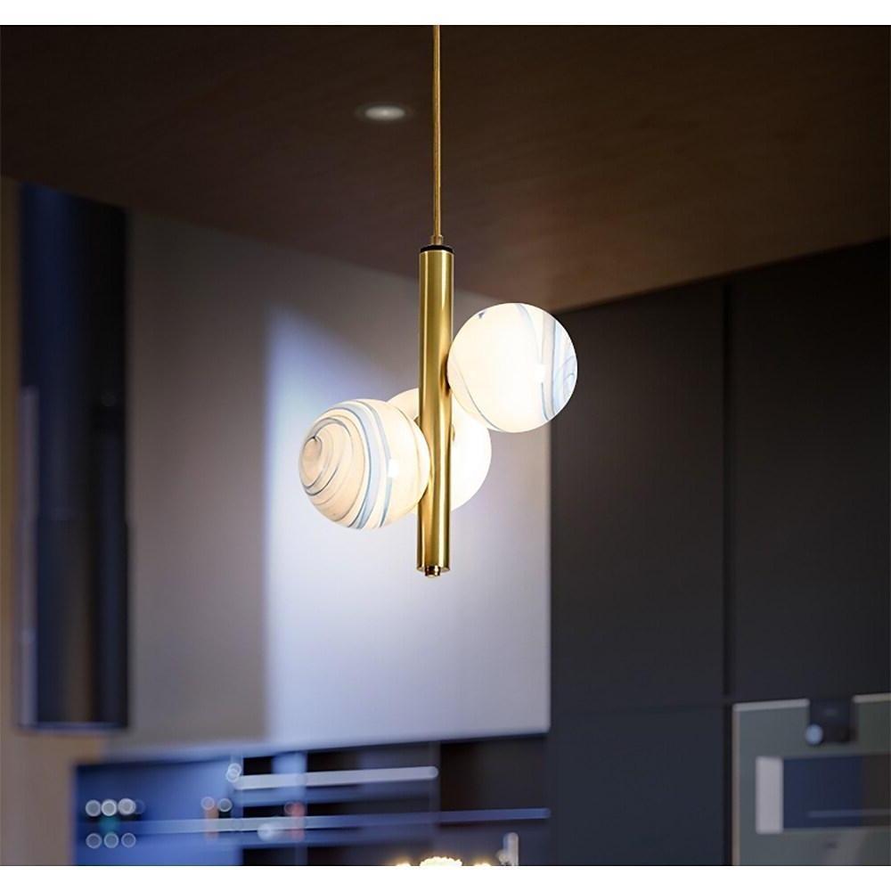 9'' LED 3-Light Single Design Pendant Light Nordic Style LED Metal Glass Island Lights