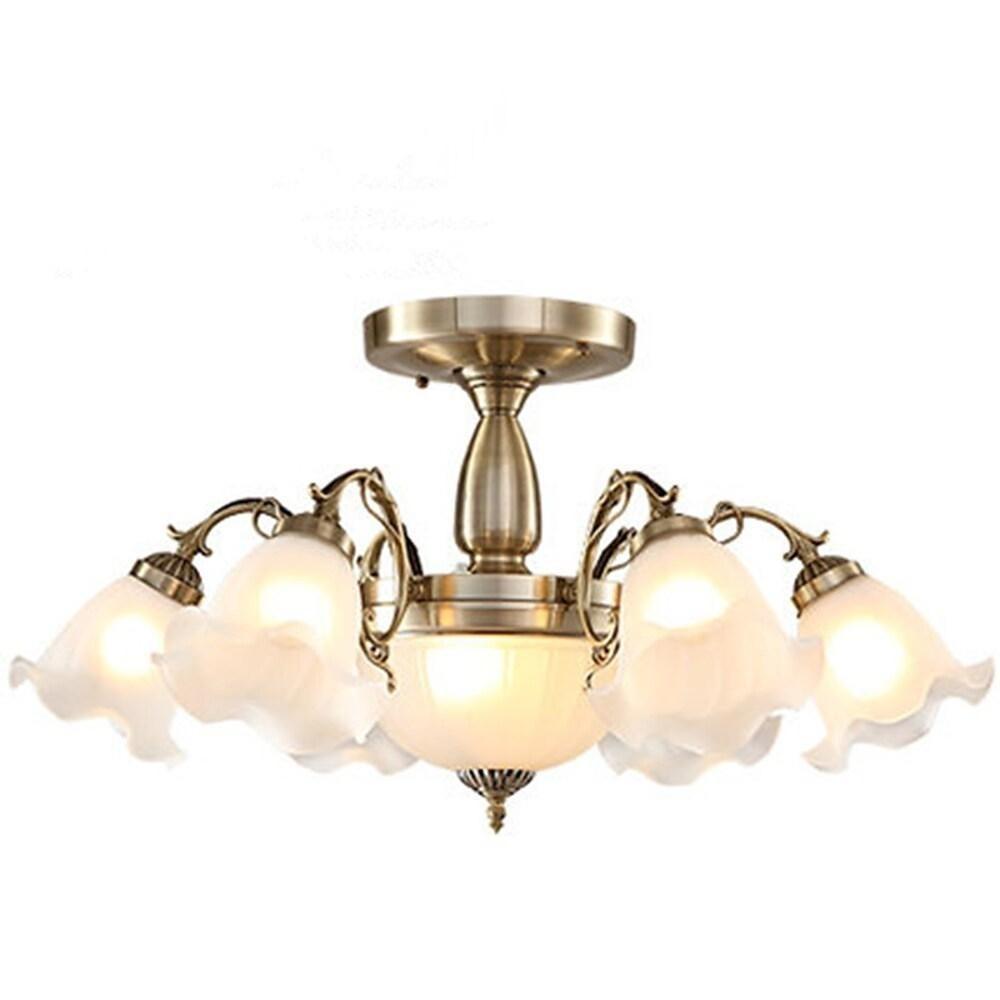 LED 8-Light Mini Style Flush Mount Lights Traditional Classic Metal Glass Candle-style Chandeliers